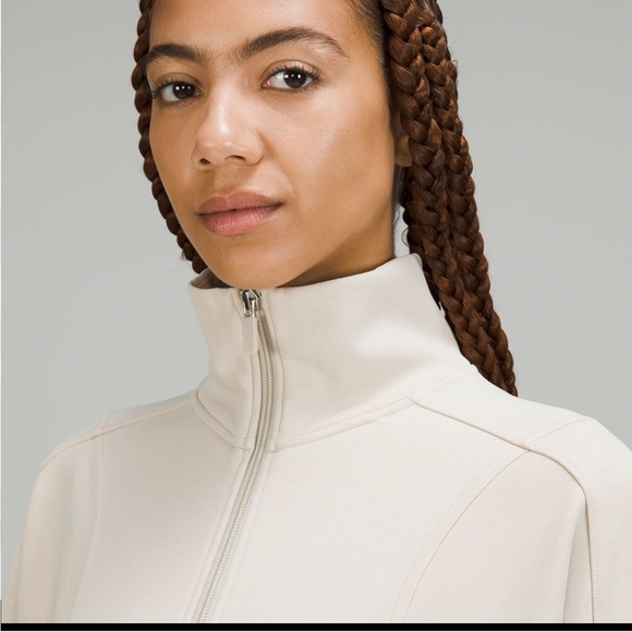 NEW Lululemon brushed softstreme funnel-neck zip up NATURAL IVORY - Picture 5 of 10
